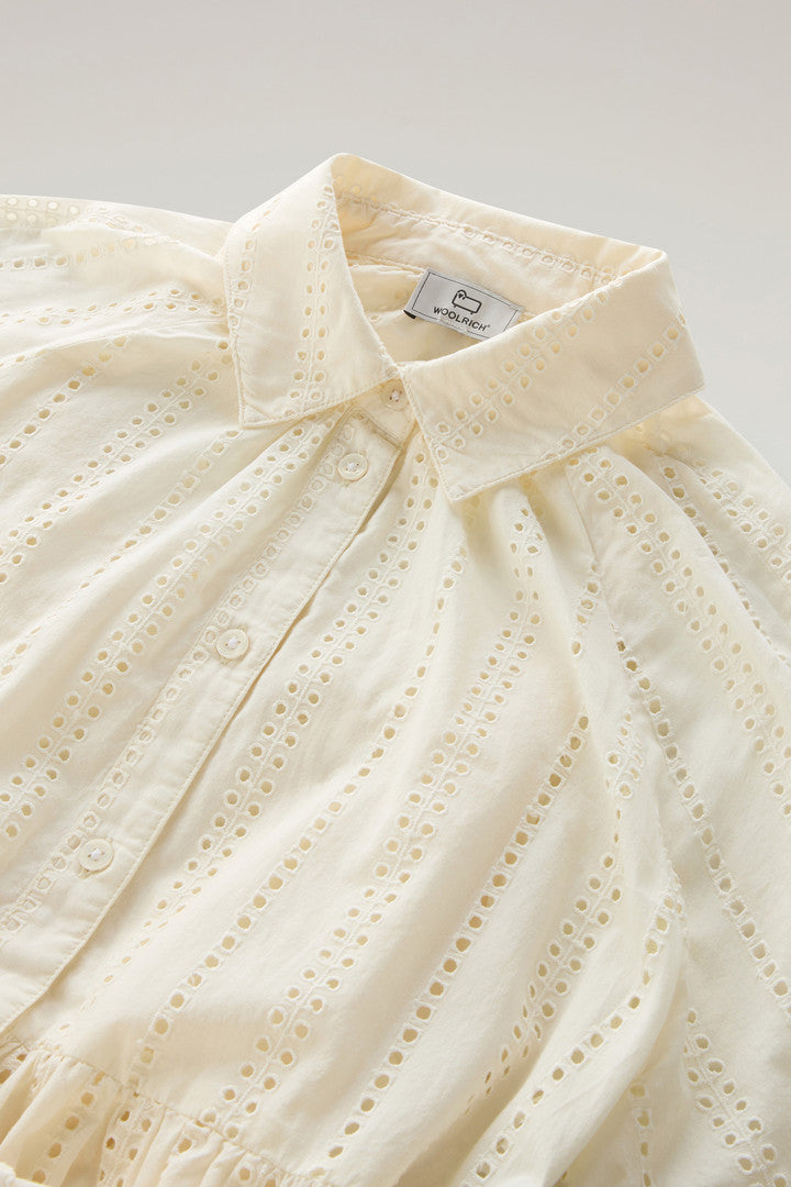 Embroidered Pure Cotton Short Dress (Plaster White) - Detail View 1