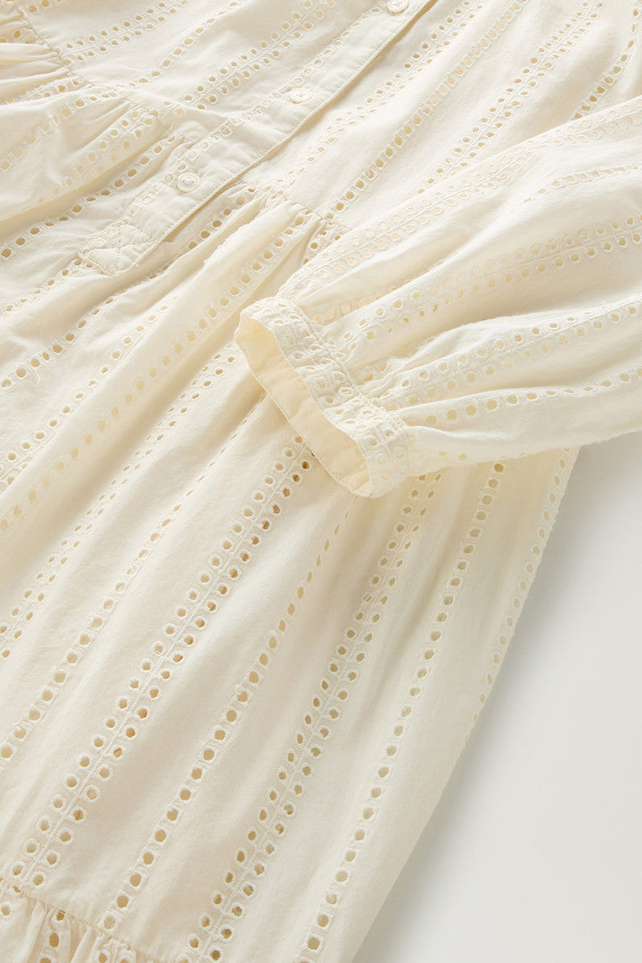 Embroidered Pure Cotton Short Dress (Plaster White) - Detail View 3