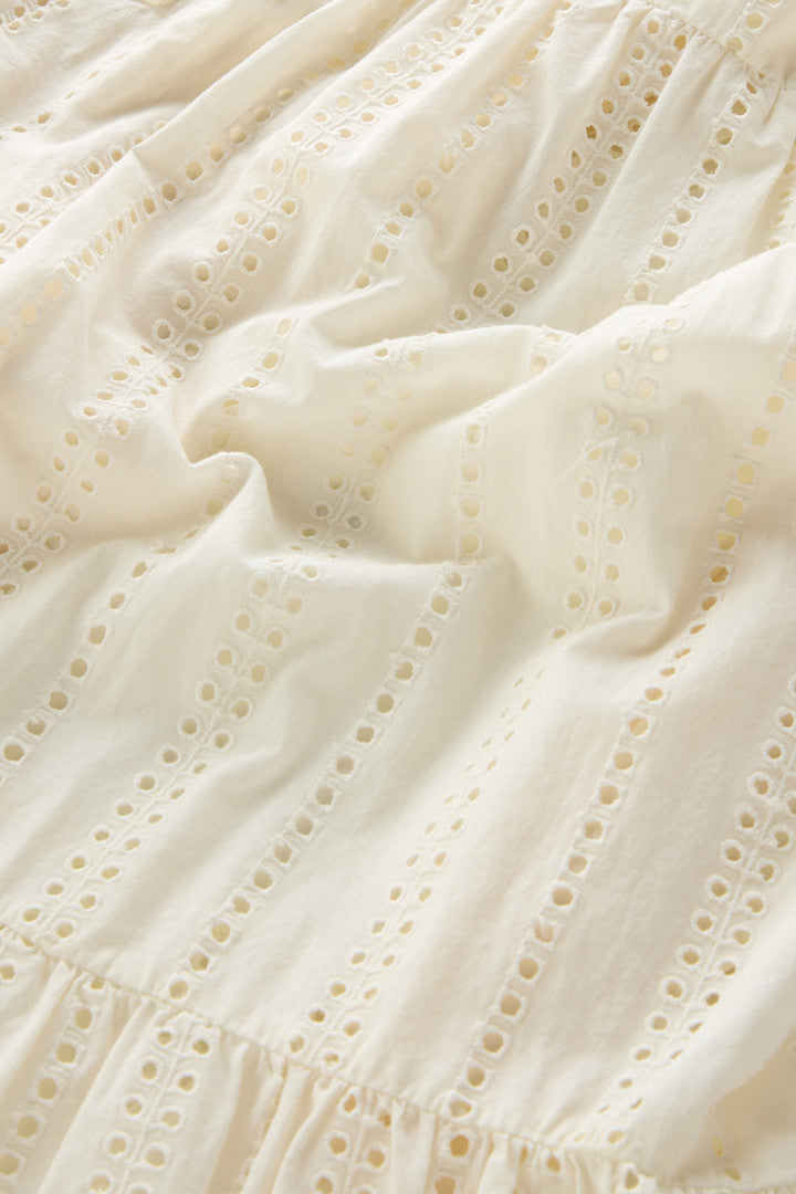 Embroidered Pure Cotton Short Dress (Plaster White) - Detail View 5