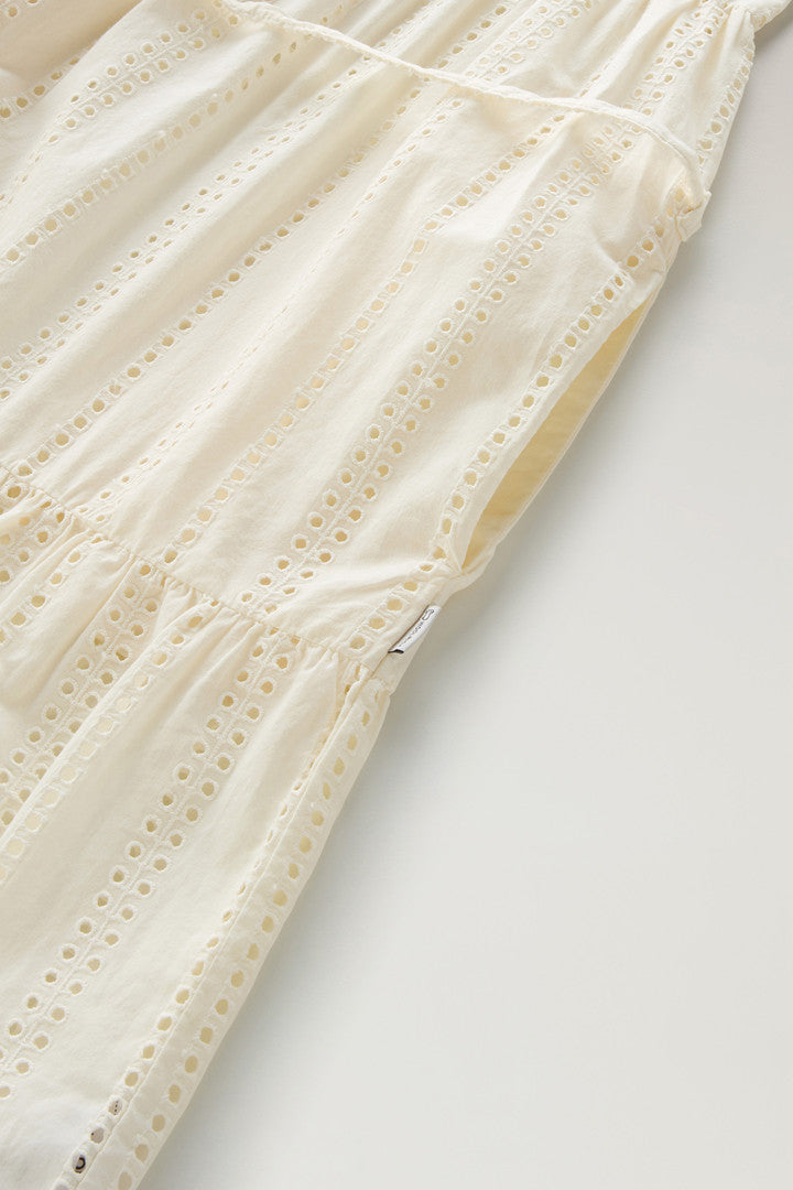 Embroidered Pure Cotton Short Dress (Plaster White) - Detail View 2