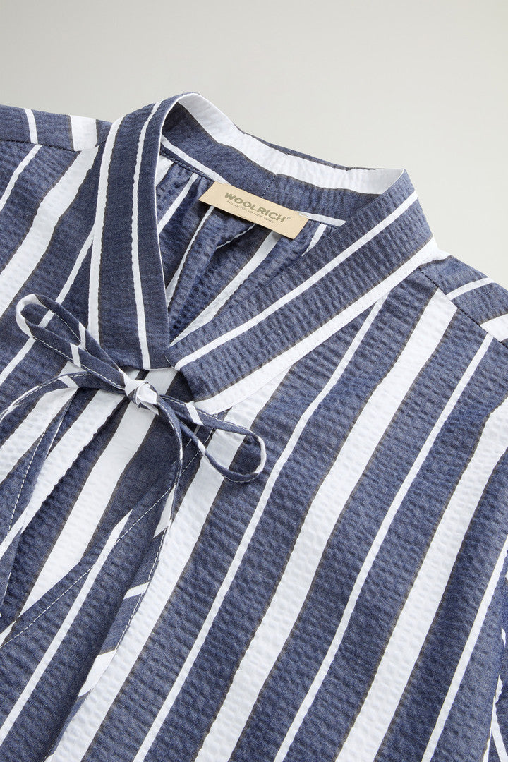 Stretch Cotton Dress (Blue Stripe) - Detail View 5