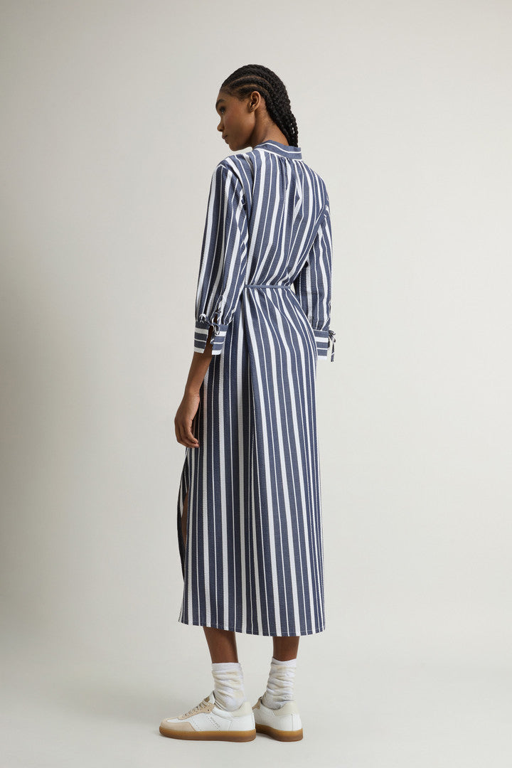 Stretch Cotton Dress (Blue Stripe) - Detail View 3