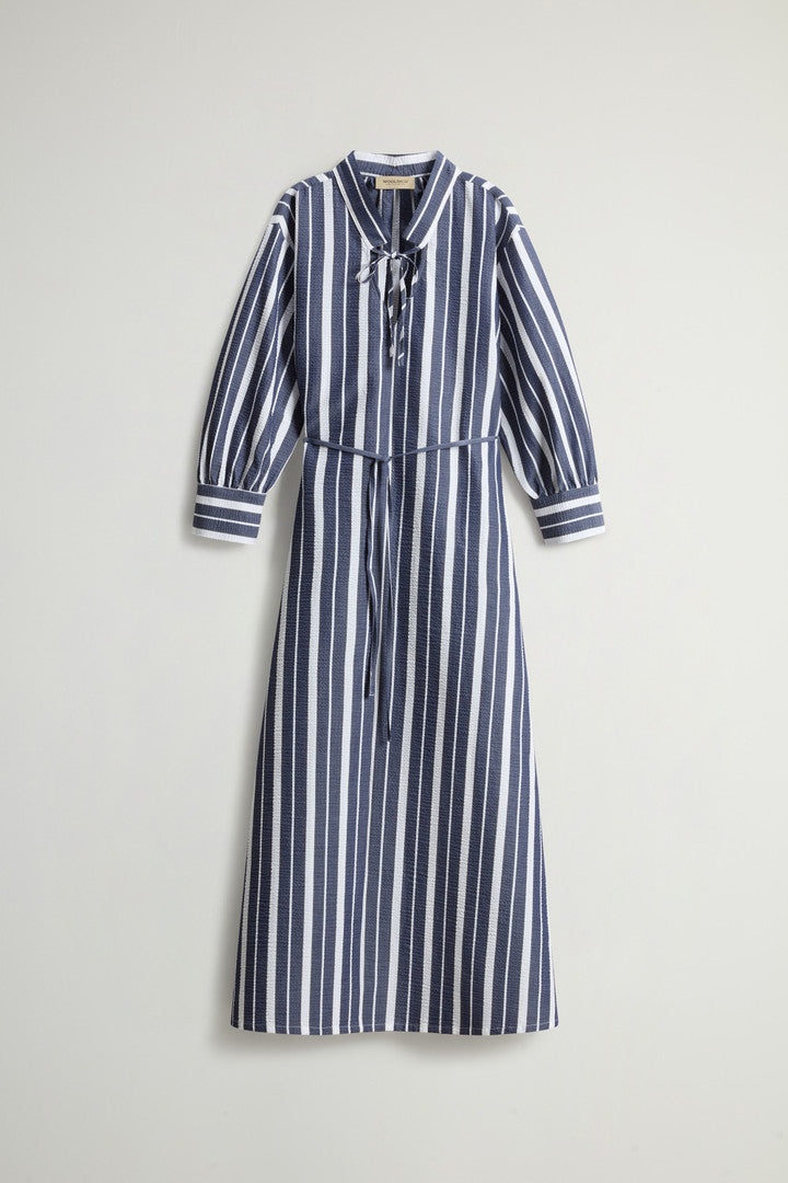 Stretch Cotton Dress (Blue Stripe) - Main View