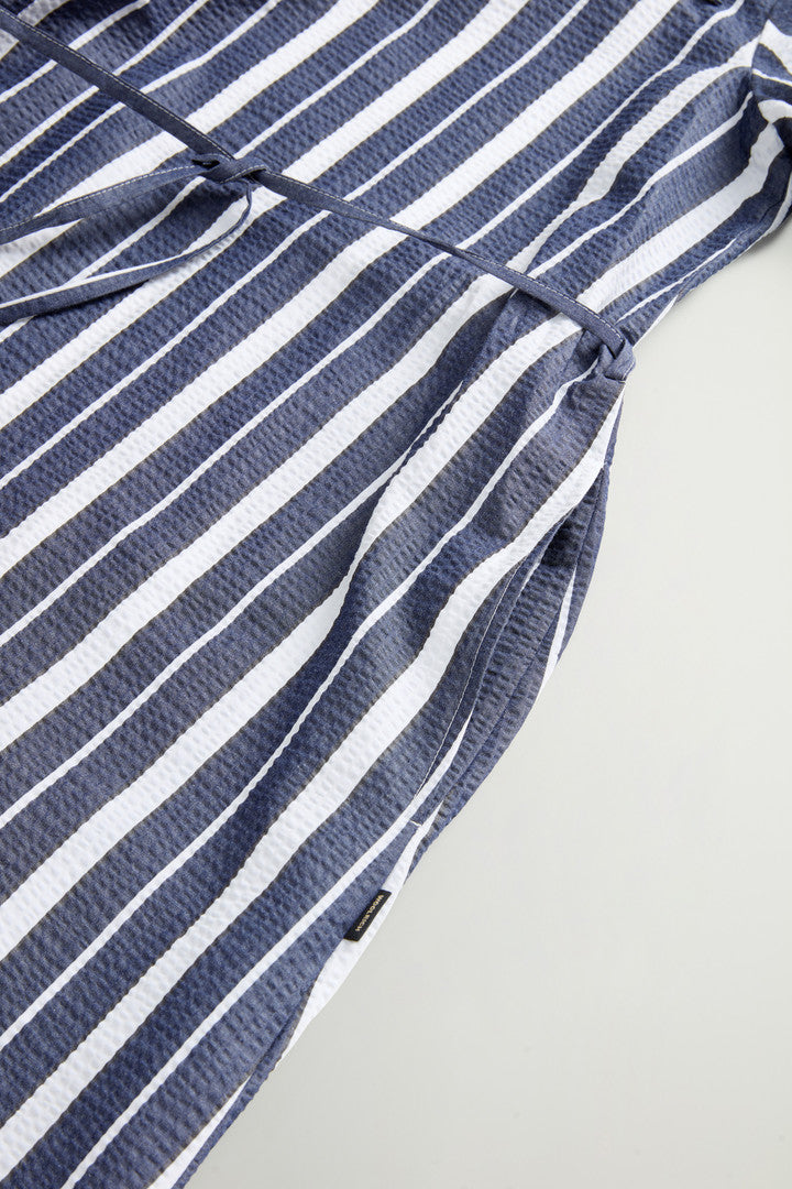 Stretch Cotton Dress (Blue Stripe) - Detail View 7