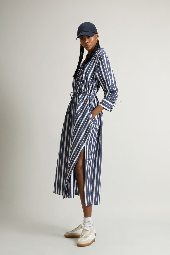 Stretch Cotton Dress (Blue Stripe) - Detail View 2