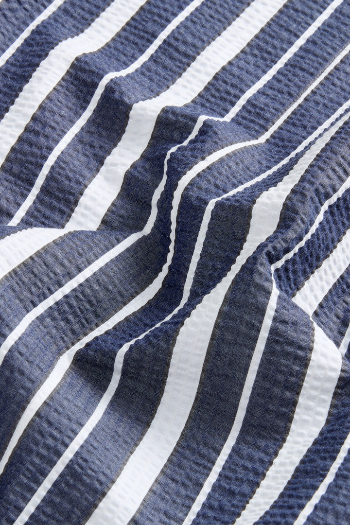 Stretch Cotton Dress (Blue Stripe) - Detail View 8