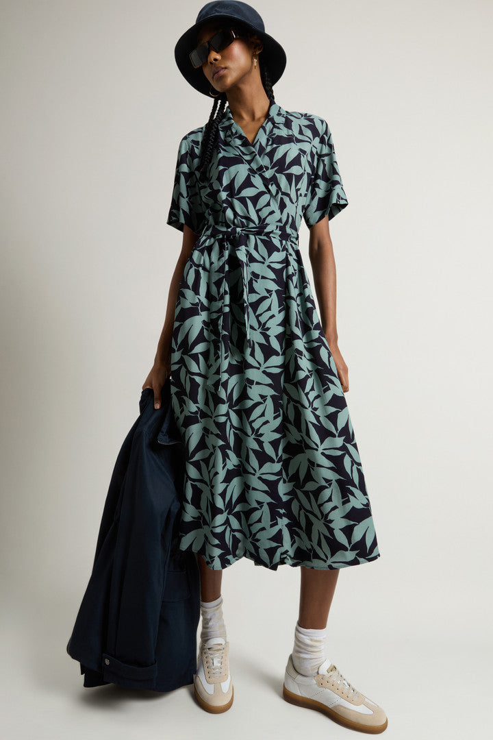 Wrap Dress with Nature Motif (Red Leaf) - Detail View 3