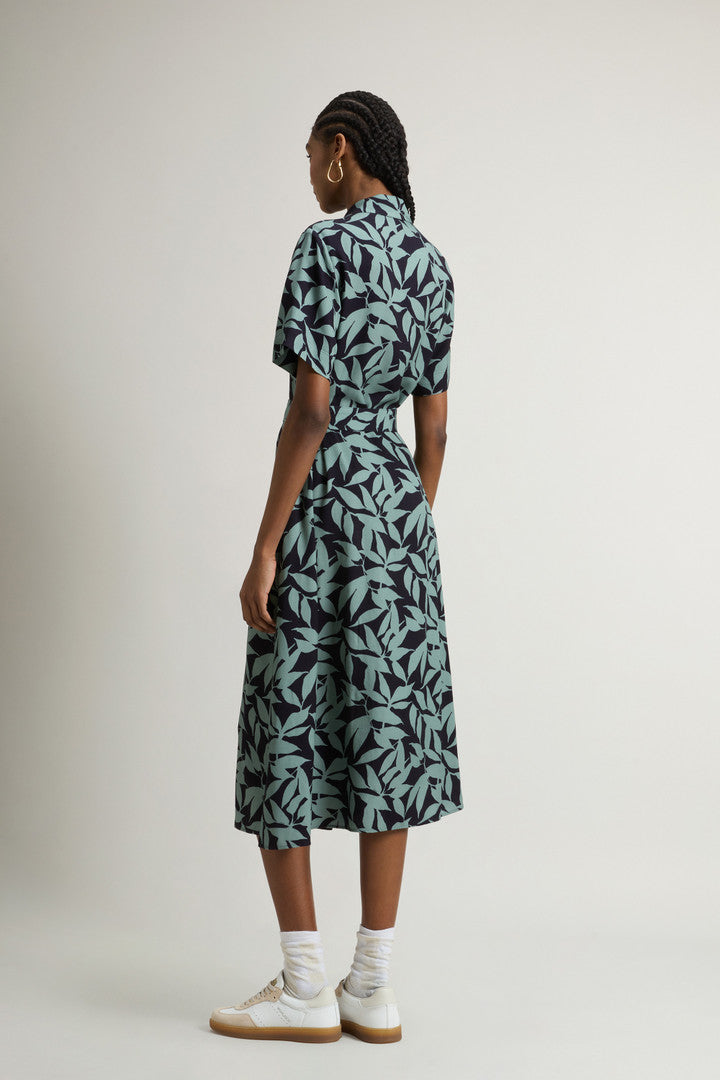 Wrap Dress with Nature Motif (Chinois Green Leaf) - Detail View 3