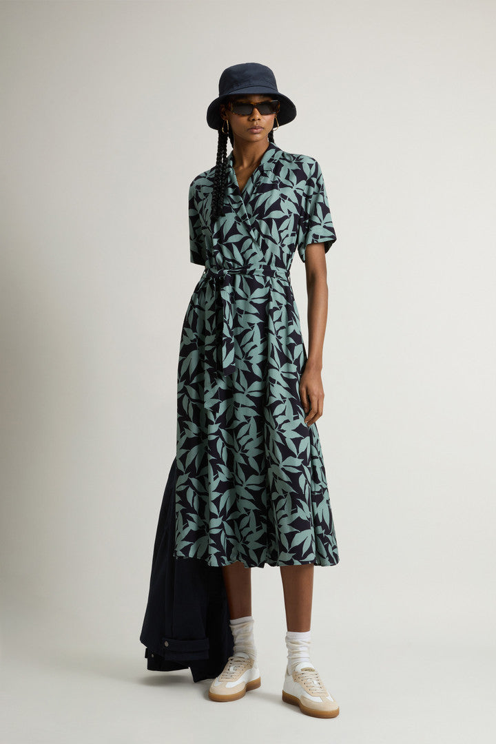 Wrap Dress with Nature Motif (Chinois Green Leaf) - Detail View 2
