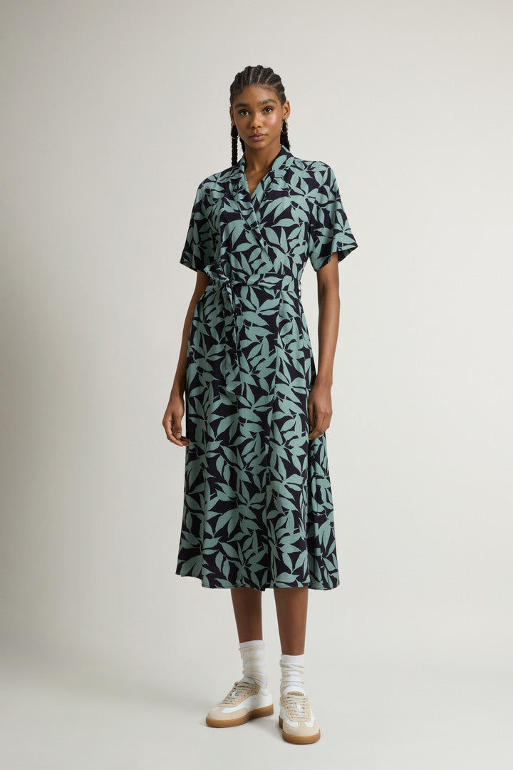 Wrap Dress with Nature Motif (Red Leaf) - Main View