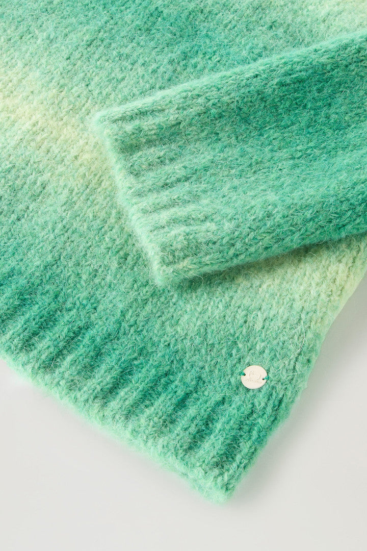 Turtleneck Sweater in Alpaca Blend with DÃ©gradÃ© Effect (Kelly Green) - Detail View 2