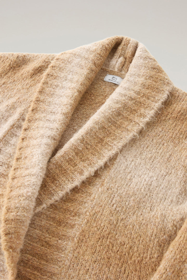 Cardigan in Alpaca Blend with DÃ©gradÃ© Effect (Suede Brown) - Main View