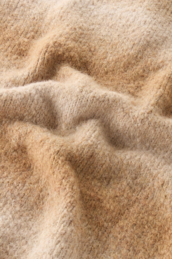 Cardigan in Alpaca Blend with DÃ©gradÃ© Effect (Suede Brown) - Detail View 3