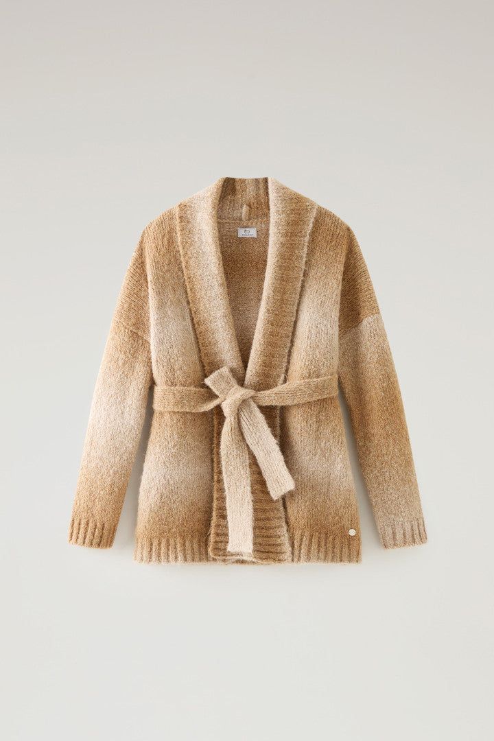 Cardigan in Alpaca Blend with Dégradé Effect (Suede Brown) - Main View