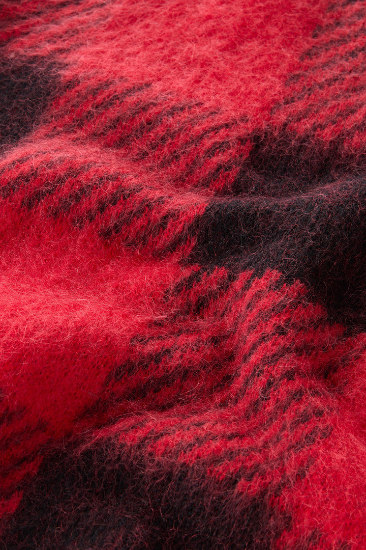 Check Turtleneck in Wool and Mohair Blend (Red Buffalo) - Detail View 3