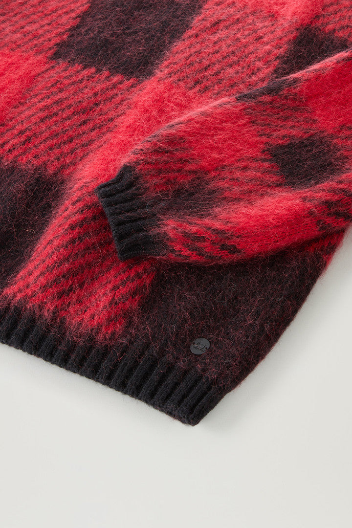Check Turtleneck in Wool and Mohair Blend (Red Buffalo) - Detail View 2