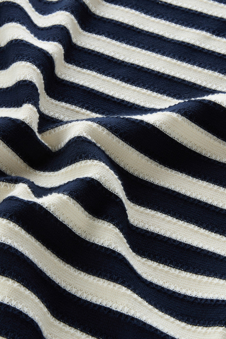 Pure Cotton Sweater with Boat Neckline (Melton Blue Medium Stripe) - Detail View 3