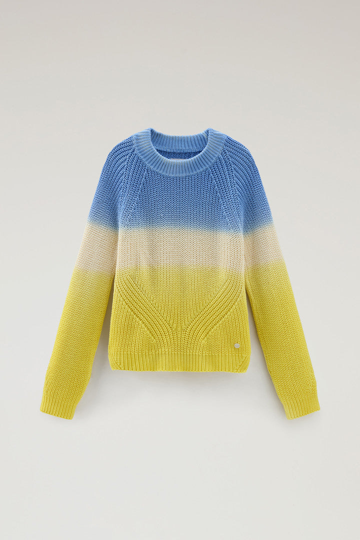 Garment-Dyed Crewneck Sweater in Pure Cotton (Sea Breeze) - Main View