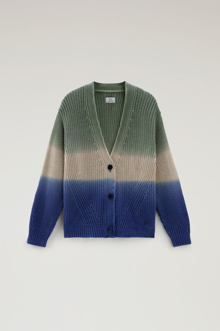 Garment-Dyed Cardigan in Pure Cotton (Sage) - Main View