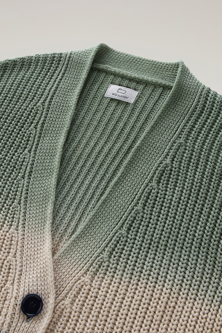 Garment-Dyed Cardigan in Pure Cotton (Sage) - Detail View 1