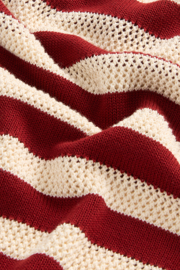 Pure Cotton Crewneck Sweater (Madder Brown Stripe) - Detail View 7