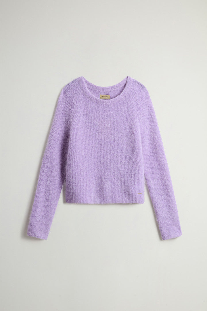 Garment-Dyed Crewneck Sweater in Alpaca and Wool Blend (Soft Violet) - Main View