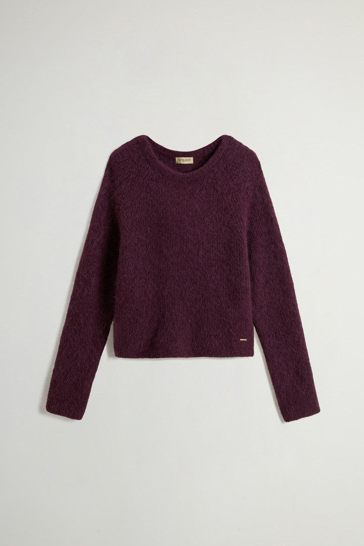 Garment-Dyed Crewneck Sweater in Alpaca and Wool Blend (Soft Violet) - Detail View 8