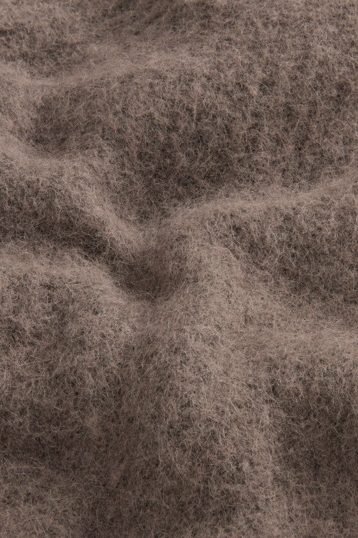 Garment-Dyed Cardigan in Alpaca and Wool Blend (Melton Blue) - Detail View 6