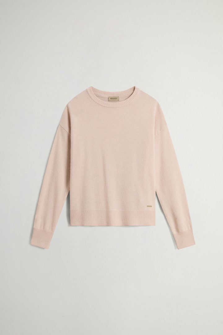 Crewneck Sweater in Virgin Wool and Cashmere Blend (Black) - Detail View 5