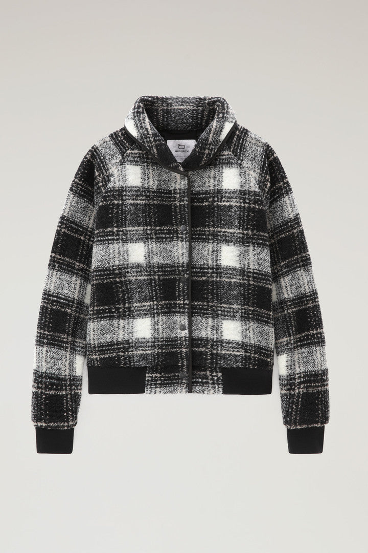 Wool Blend Gentry Check Bomber (Black Check) - Main View