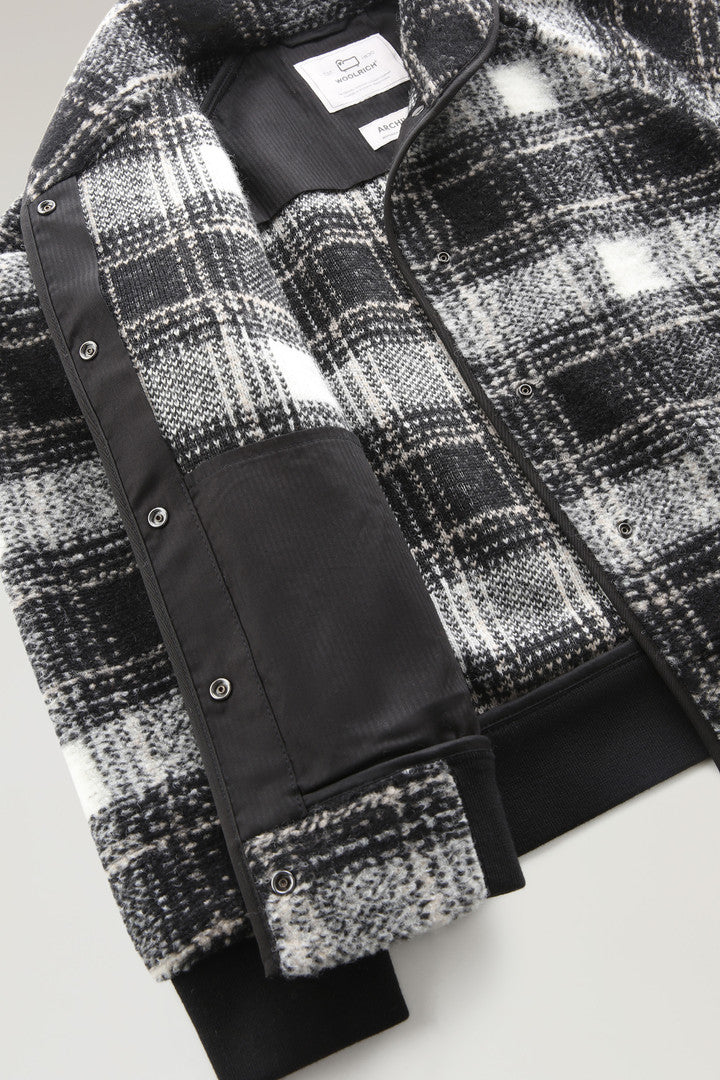 Wool Blend Gentry Check Bomber (Black Check) - Detail View 4