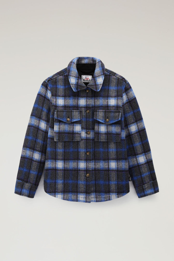 Pemberton Check Overshirt in Wool Blend Flannel (Natural Check) - Detail View 5
