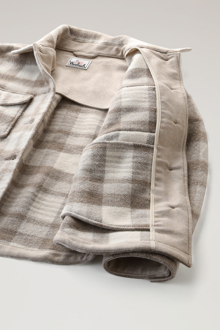 Pemberton Check Overshirt in Wool Blend Flannel (Azure Check) - Detail View 4