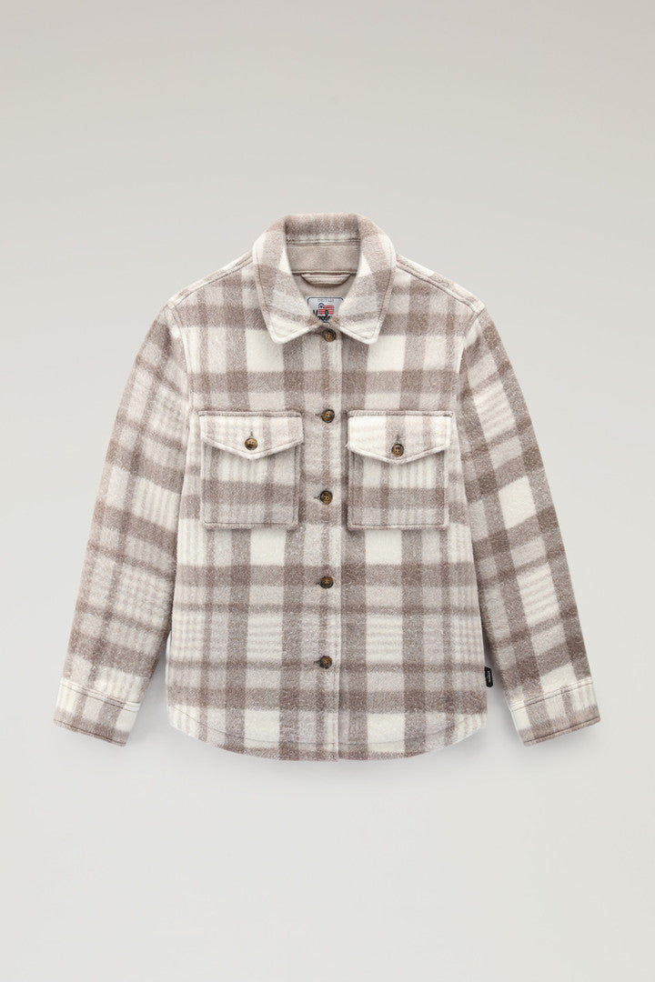 Pemberton Check Overshirt in Wool Blend Flannel (Natural Check) - Main View