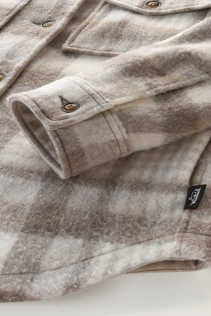 Pemberton Check Overshirt in Wool Blend Flannel (Azure Check) - Detail View 3