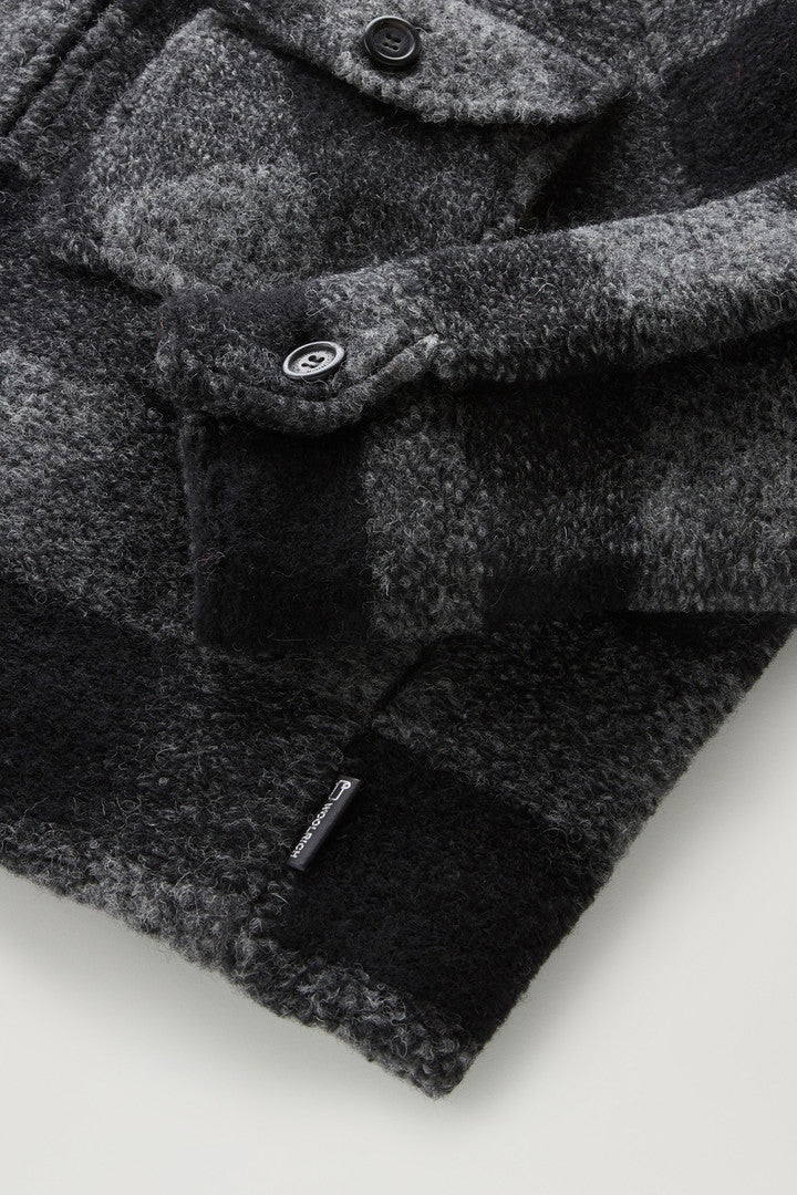 Gentry Overshirt in Wool Blend with Zip (Black Buffalo) - Detail View 2