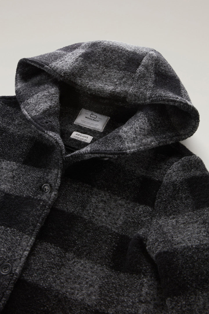 Gentry Long Check Coat with Hood (Black Buffalo) - Detail View 1