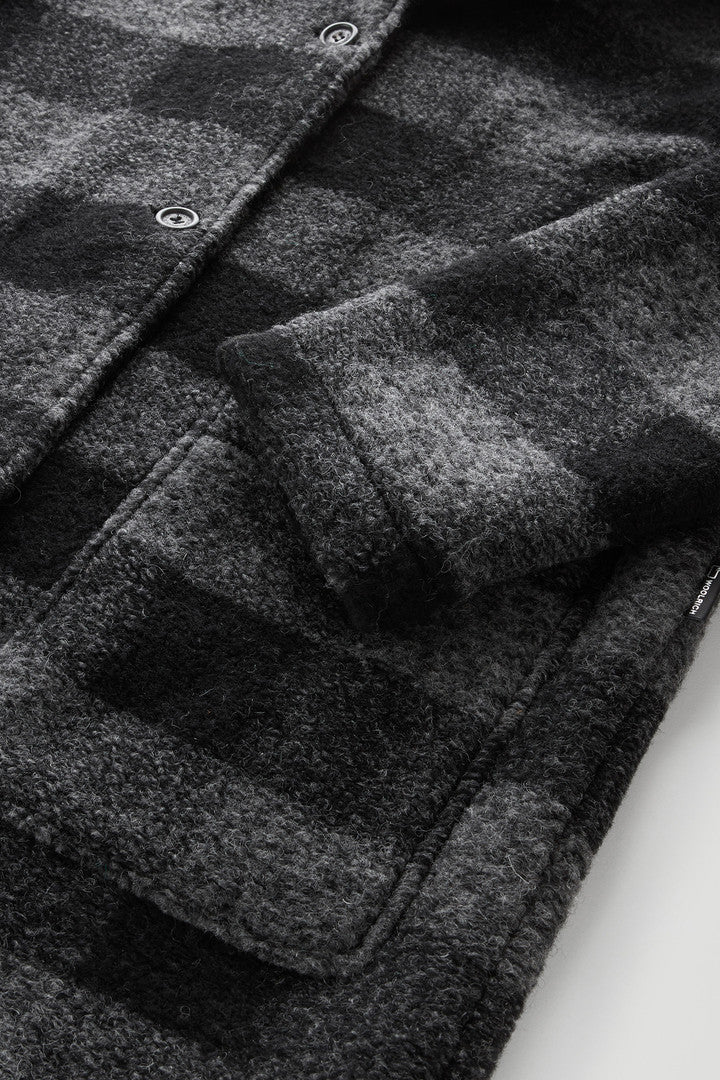 Gentry Long Check Coat with Hood (Black Buffalo) - Detail View 2