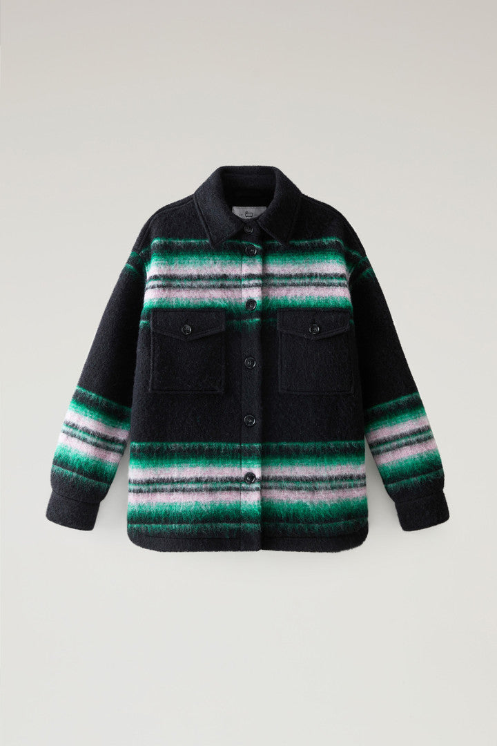 Gentry Overshirt in Wool Blend (Green Flower) - Detail View 5