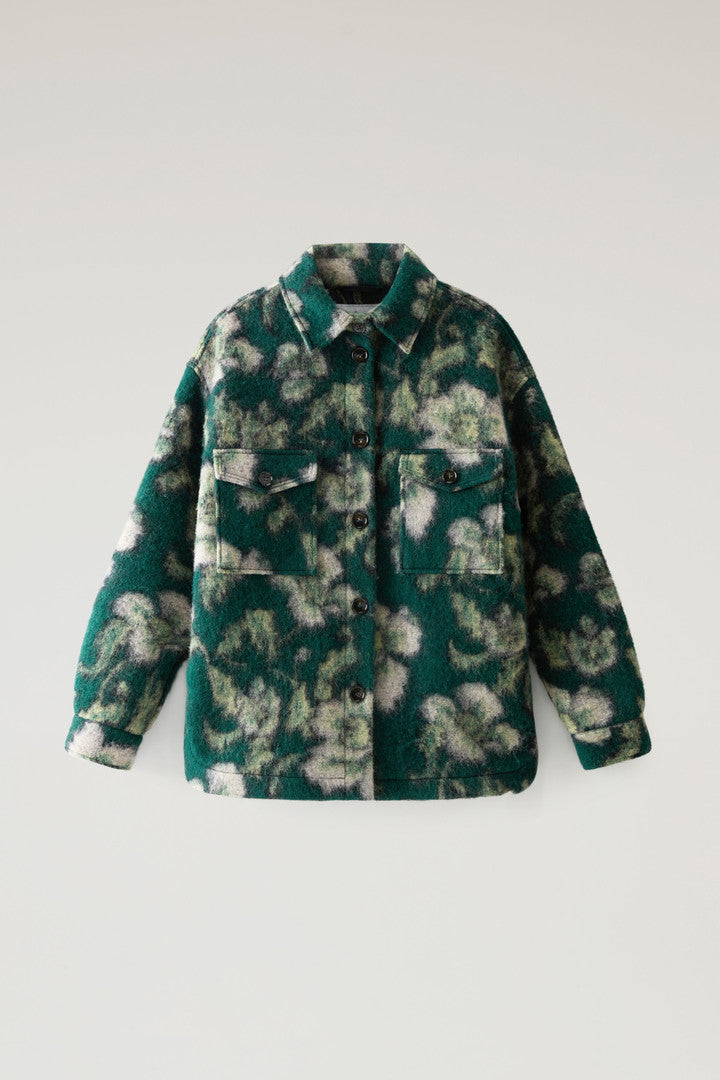 Gentry Overshirt in Wool Blend (Green Flower) - Main View
