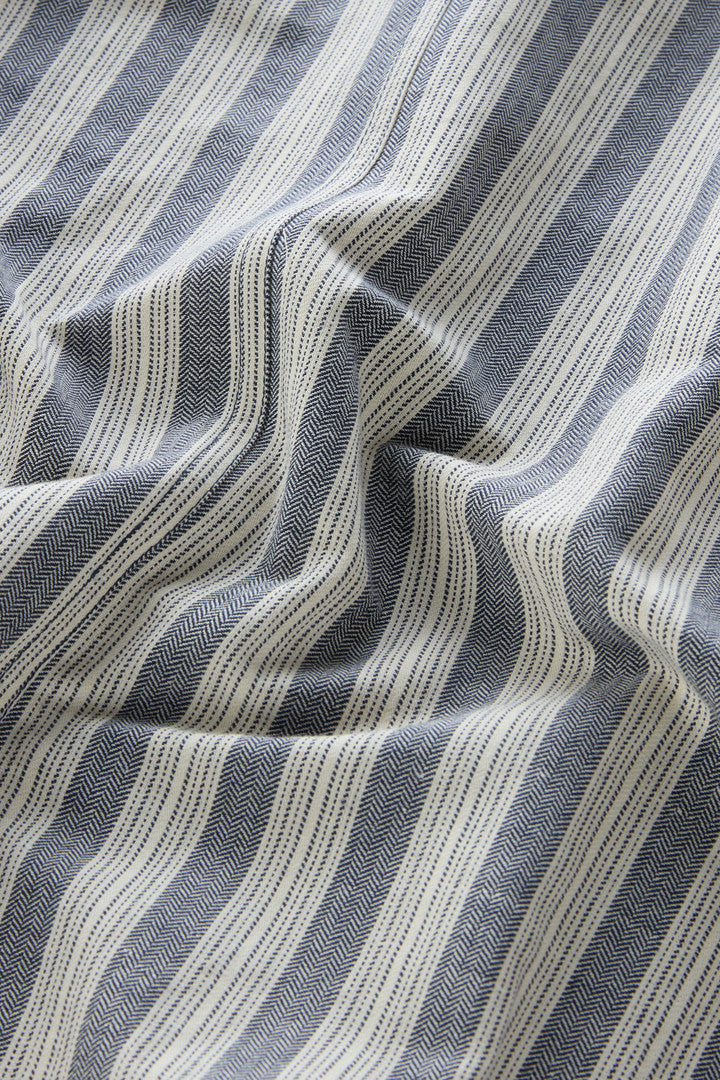 Marine Jacket in Cotton and Linen (Melton Blue Stripe) - Detail View 4