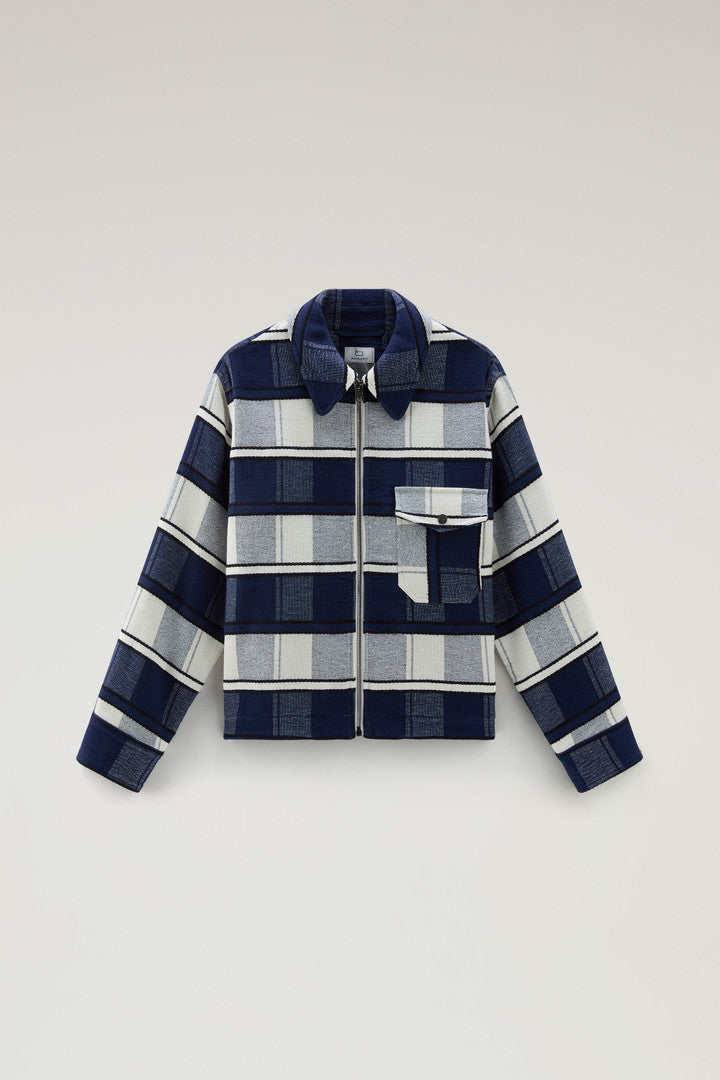 Gentry Overshirt in Manteco Recycled Cotton Blend (Ethnic White Stripe) - Detail View 5