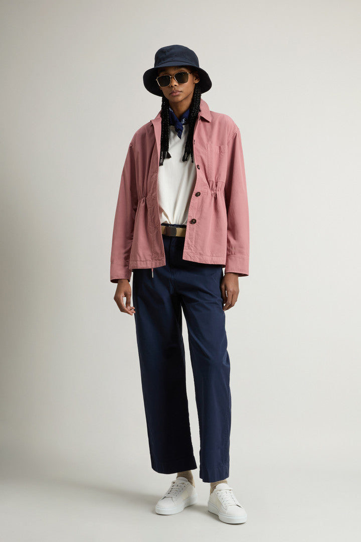 Garment-Dyed Pure Cotton Overshirt (Withered Rose) - Detail View 1