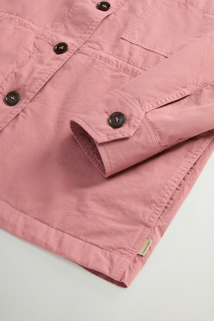 Garment-Dyed Pure Cotton Overshirt (Light Oak) - Detail View 6