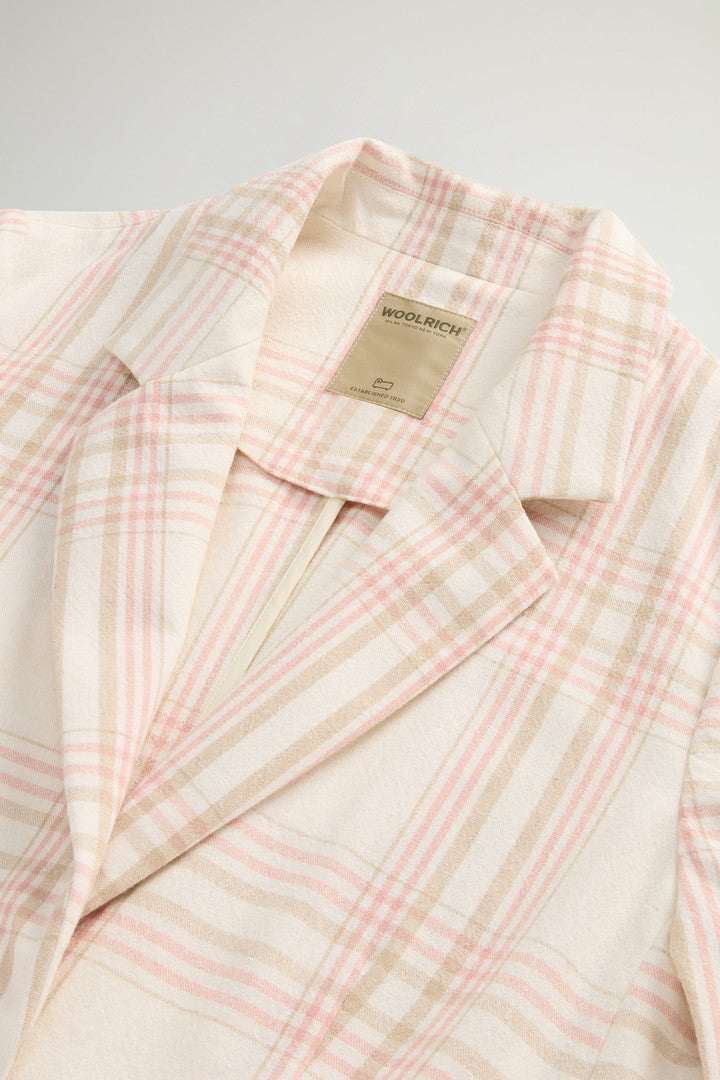 Blazer in Manteco Cotton Blend with Checked Pattern (Spring Cream Check) - Detail View 5
