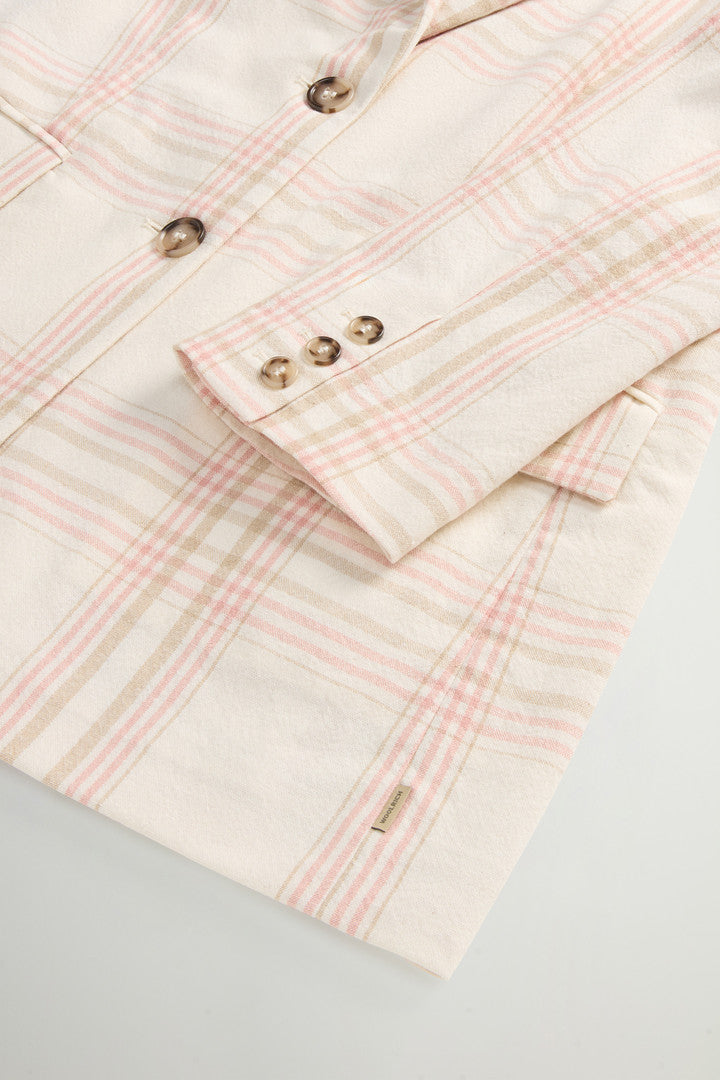 Blazer in Manteco Cotton Blend with Checked Pattern (Spring Cream Check) - Detail View 6