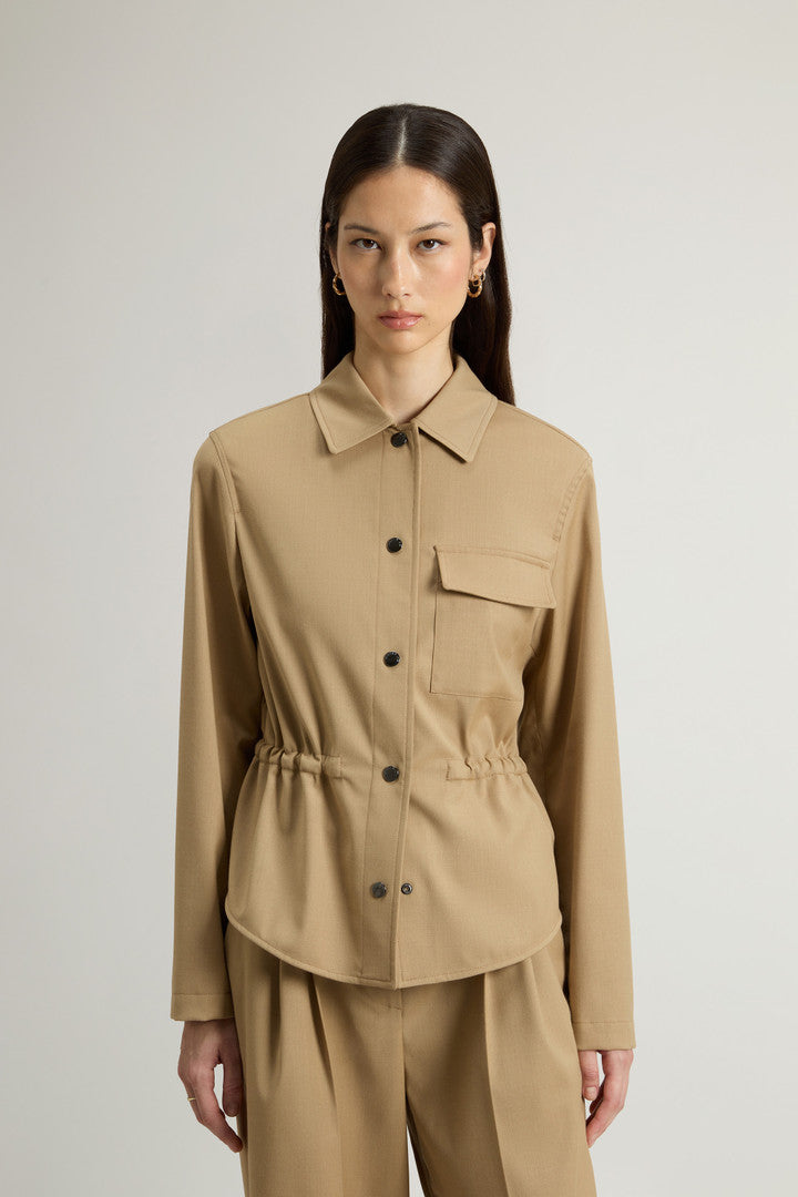 Overshirt in Wool Blend (Cornstalk) - Detail View 1