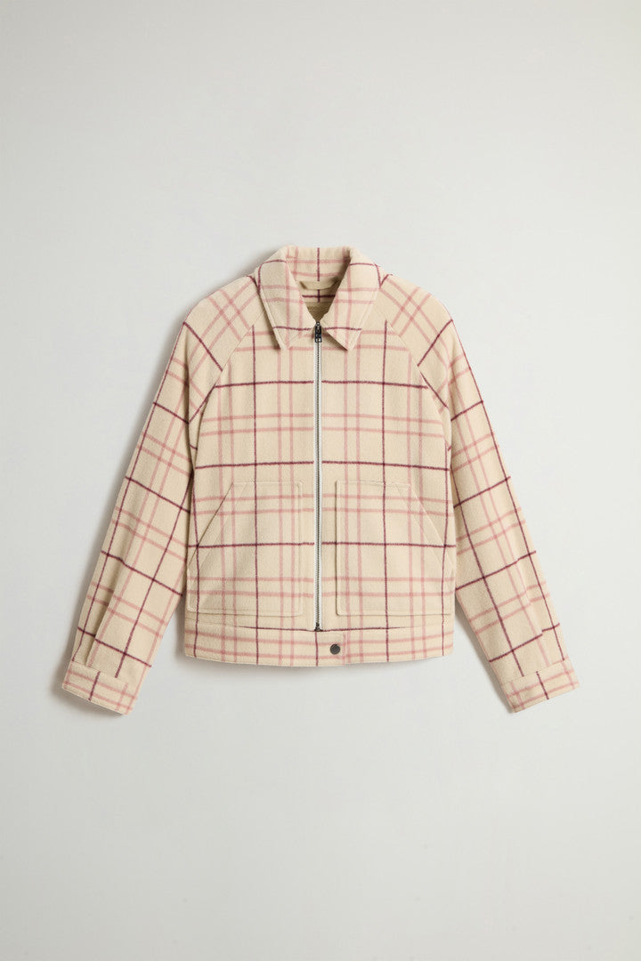 Wool-Blend Overshirt with Checked Pattern (Cream Check) - Main View