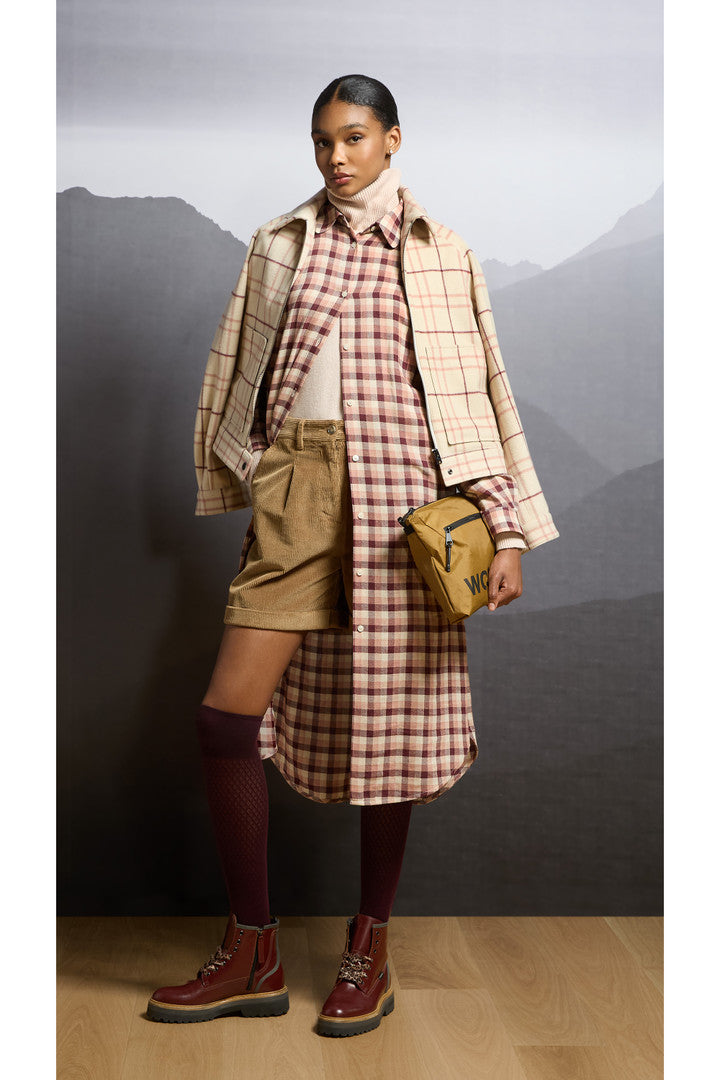Wool-Blend Overshirt with Checked Pattern (Cream Check) - Detail View 8