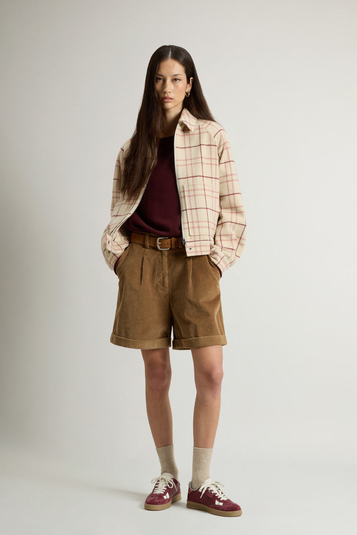 Wool-Blend Overshirt with Checked Pattern (Cream Check) - Detail View 2